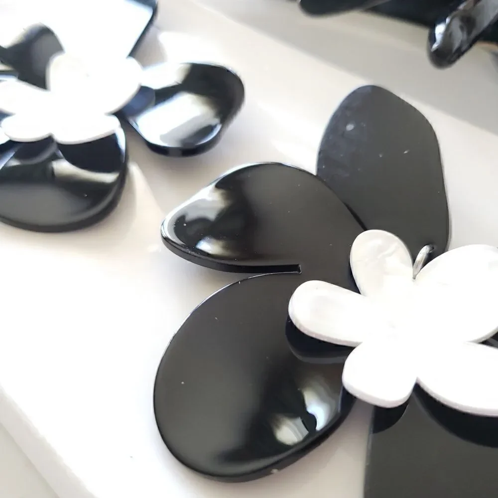Zara Black & White Acetate Earrings